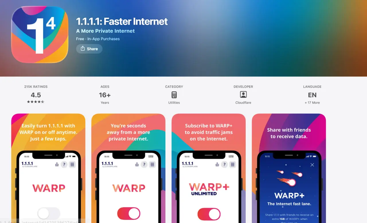 Dùng app 1.1.1.1 khi vipwin bị chặn